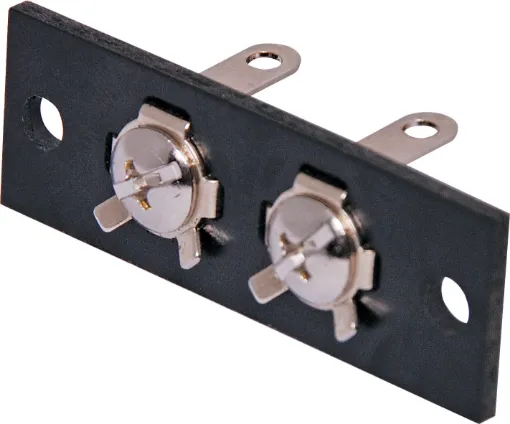 Dimensions: 47W x 16Hmm. 38.5mm between mounting hole centres. Limited stocks.