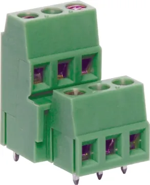 3 Way 5.08mm Pitch Dual PCB Mount Terminal Blk Rated at 20A 300V AC. Cable size: 0.5-2.5mm2 Dinkle series EK508V.
3 Way.