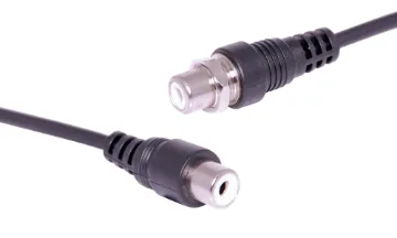 White RCA Socket to Socket 160mm Wallplate Fly Lead A threaded RCA socket for fitment to a custom AV wallplate.