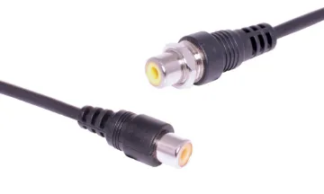 Yellow RCA Socket to Socket 160mm Wallplate Fly Lead A threaded RCA socket for fitment to a custom AV wallplate.