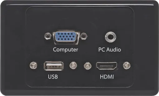 Flylead type HDMI, VGA, USB type A and 3.5mm. Includes flylead connections for easy on-site termination. Supplied with both Clipsal and HPM Front faceplates.