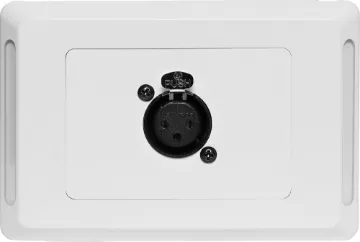 3 pin XLR Horizontal Microphone Wallplate - Clipsal Pro 3pin XLR microphone connector mounted horizontally on a Clipsal pro wall plate. "One-Shot" version with screw terminal connections for quick and easy connection on site.
