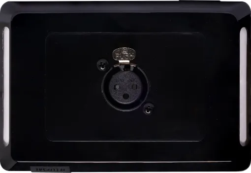 3pin XLR microphone connector mounted horizontally on a Clipsal pro wall plate. &quotOne-Shot&quot version with screw terminal connections for quick and easy connection on site.