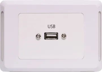 USB A Horizontal Wallplate With Flyleads - Clipsal Pro USB type A connections fitted to a Clipsal Pro Series wall plate which has been specifically designed for commercial building installations. Rear is fitted with 150mm fly lead with a USB type A socket for easy connection.