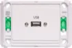 USB type A connections fitted to a Clipsal Pro Series wall plate which has been specifically designed for commercial building installations. Rear is fitted with 150mm fly lead with a USB type A socket for easy connection.