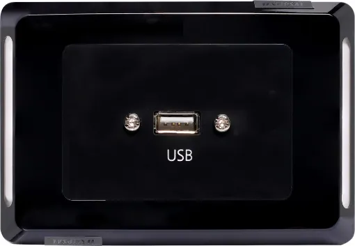 USB type A connections fitted to a Clipsal Pro Series wall plate which has been specifically designed for commercial building installations. Rear is fitted with 150mm fly lead with a USB type A socket for easy connection.