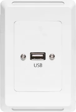 USB A Vertical Wallplate With Flyleads - Clipsal Pro USB type A connections fitted to a Clipsal Pro Series wall plate which has been specifically designed for commercial building installations. Rear is fitted with 150mm fly lead with a USB type A socket for easy connection.