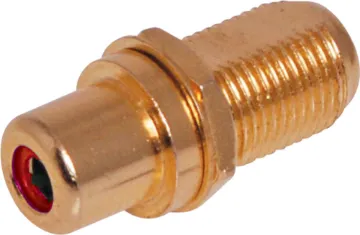 Red RCA to F type Gold Chassis Mount Connector Allows connection from both sides via pre-made leads.