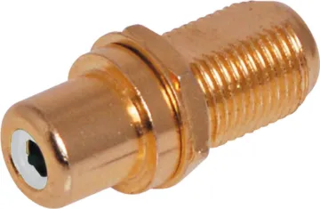 White RCA to F type Gold Chassis Mount Connector Allows connection from both sides via pre-made leads.