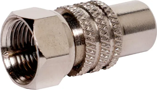 F male plug into the RCA female adaptor.