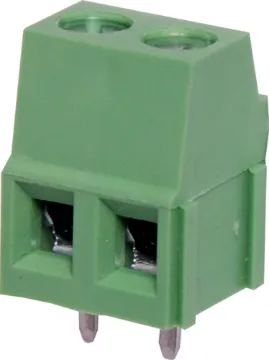 2 Way 5mm PCB Mount Terminal Block (Non UL) Non UL approved version of P 2034A. 5mm Pitch. Dove-tail grooves enable these terminal blocks to be ganged together in any combination. With wire protect terminals. Rated at 20A at 300V AC.