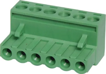 6 Way 5.08mm Pluggable Terminal Plug (Non UL) Non UL approved version of P 2516.
Screw Terminal Plugs.
Rated 10A at 300V.
Cable hole entry size up to 4mm2 or 12AWG.