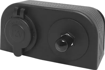 12VDC Female And F Type Connection Black Car Accessory Socket A compact dual car accessory socket and F type aerial connection