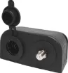 A compact dual car accessory socket and F type aerial connection