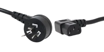 2m IEC C13 90 Deg. Left 10A 3 Pin Black Appliance Mains Power Cable Energy authority approved.