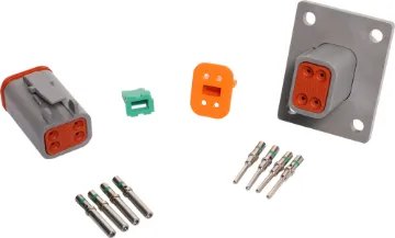 DT4-1-L012 4-pin 13A IP68 Weatherproof Flange Mount Connector World famous Deutsch weatherproof IP68 flange mount connectors for automotive and industrial wiring. DT4-1-L012. Genuine Deutsch brand.