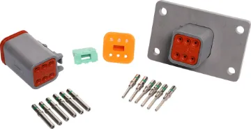 DT6-1-L012 6-pin 13A IP68 Weatherproof Flange Mount Connector World famous Deutsch weatherproof IP68 flange mount connectors for automotive and industrial wiring. DT6-1-L012. Genuine Deutsch brand.