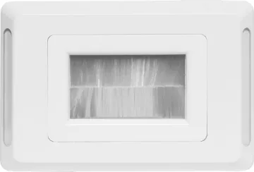 Flat White Brush Entry Wallplate - Clipsal Pro Slim profile for fitting behind cabinets. Brush plate for cable entry through walls etc. Fitted to Clipsal Pro wallplate.