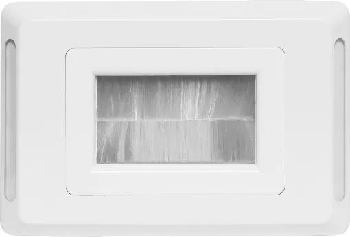 Slim profile for fitting behind cabinets. Brush plate for cable entry through walls etc. Fitted to Clipsal Pro wallplate. 