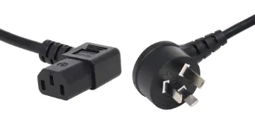 2m IEC C13 90 Deg. Right 10A 3 Pin Black Appliance Mains Power Cable Energy authority approved.