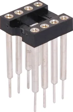 8 Pin (0.3") DIL Machined Pin IC Socket 15.3mm Pins Contact Resistance: 30m Max @ DC 100mA
Insulation Resistance: 1000M Min @ DC 250V
Current Rating: 1 Amp
Dielectric Voltage: AC 500V for 1 Minute
Operating Temp: -55&deg to 105&deg C
Gold Plated Beryllium Copper Contacts.