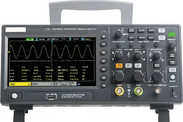 100MHz LCD Digital Storage Oscilloscope & Waveform Generator Perfect for those in R&D, product development or service of complex electronic equipment. This compact bench top oscilloscope features 2 channels with real-time sampling modes of 1GSa/s (25GS/s equivalent sampling rate).