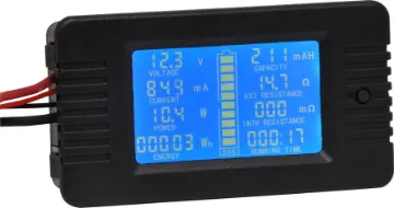 Panel Mount Multi-Function Digital Power Meter with 200A Shunt This meter is used to monitor all kinds of battery voltage, discharge current, discharge power, discharge impedance, internal resistance, capacity, SOC, energy, running time and display the measurement data through the LCD screen.