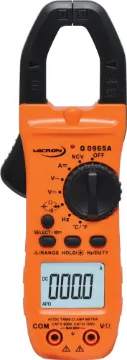 High Current AC/DC Clamp Meter 800A A clamp meter offering the flexibility of measuring AC and DC currents up to 800A. Simply clamp the jaws around the conductor and the display reads the DC or AC current present. It can test DC Volts, AC Volts, DC Amps, AC Amps, resistance, capacitance, frequency, temperature, temperature and continuity.