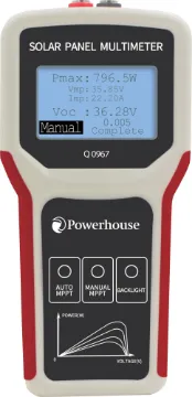 800W PV Solar Panel Tester Designed for measuring voltage, current and power of connected PV solar panels up to 800W. This meter provides instant feedback on PV system operation and allows optimal placement of solar panels for maximum energy conversion.