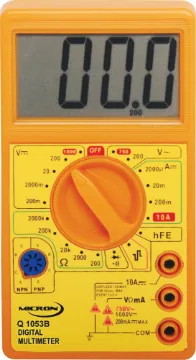 19 Range Digital Multimeter With Transistor Test This compact, affordable digital multimeter features 19 ranges, square wave output, continuity buzzer, in-built hFE transistor and diode test function.