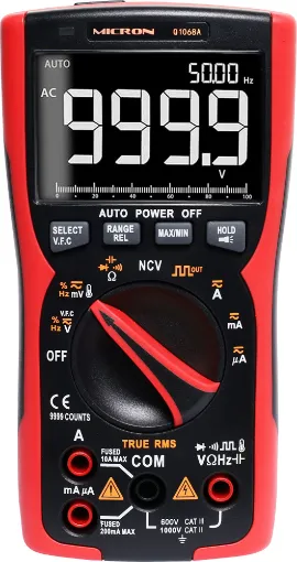 With in-built AC mains detection.  This is one of the best digital multimeters we have evaluated when it comes to build quality and feature set. Its perfect for the serious enthusiast or tradesperson. LCD bargraph. 3.75 digit display. Mode assistance indicators.