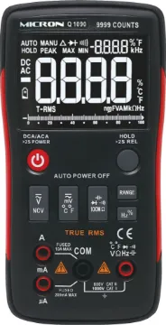 9999 Count Autoranging Digital Multimeter Professional digital multimeter with in-built AC mains detection.   Featuring a striking easy to read reverse backlit screen and a massive 9999 count readout. Auto ranging with easy push button operation. Great price and build quality.