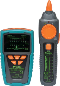 Professional Cable Tracer & PoE LAN Cable Tester  This Noise-Filtering Network PoE Toner & Probe allows users to quickly locate and verify the cable status and troubleshoot wiring for continuity, shorts, opens and crossover on RJ45, Lan cable Cat5, 5e, 6 (UTP/STP), RJ11/12 telephone cable Cat. 3 (2/4/6 pin) & normal solid/stranded wire by alligator clips patch cord.