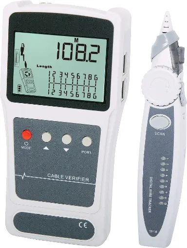 This compact handheld cable verifier features a USB rechargeable lithiumion battery for easy recharge on the go. It verifies the length and integrity of coaxial and UTP data/telephone cabling. It's wiremap system detects short circuits, split pairs and cable length up to 350m.
