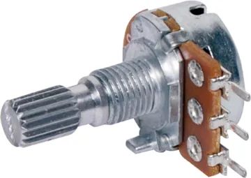 1k Log 18T Spline 16mm Single Horizontal PCB Pot Shaft is 3mm longer than standard R 2231.