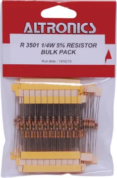 Assorted 0.25W Carbon Film 5% Resistors 300 Piece Pk  All computer selected values, i.e. you get more of the most used values and less of the least common.
