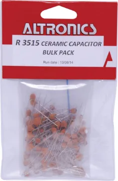 Assorted Ceramic Capacitors 100Pcs All computer selected values, i.e. you get more of the most used values and less of the least common.