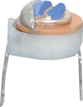 2-7pf Red Trimmer Capacitor D Series, top adjust, 2 pin, Colour coded for  range identification.