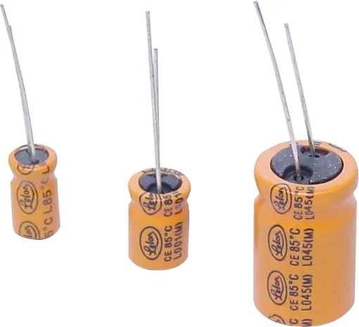 Radial lead 
Excellent frequency characteristics 
Low leakage current and low dissipation factor 
Perfect for audio applications
