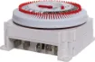 24 hour 240V mains operated ON/OFF timer. ON periods are set manually with the 15 minute increment
tabs. Timer may be manually selected ON or OFF regardless of set time periods. Not suitable for use in direct sunlight. 6.3mm spade connections.