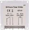 24 hour 240V mains operated ON/OFF timer. ON periods are set manually with the 15 minute increment
tabs. Timer may be manually selected ON or OFF regardless of set time periods. Not suitable for use in direct sunlight. 6.3mm spade connections.