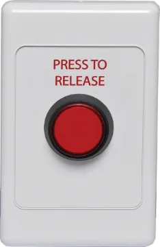 Press to Release Wallplate  Standard dual cover wallplate fitted with an S0950 red illuminated press release switch.