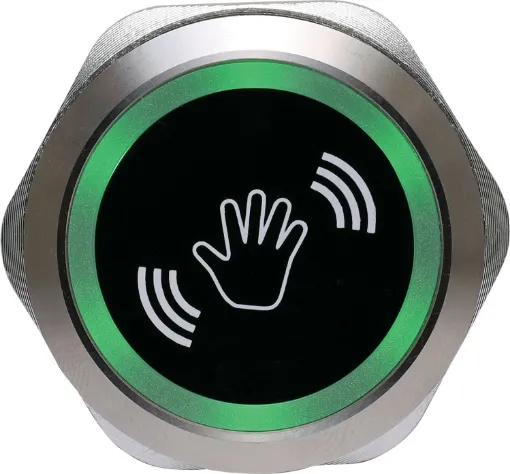 The S 0158 proximity switch can be programmed to unlock an electronic door lock with a wave of your hand in front of the sensor.  The IP65 rating enables the switch to be mounted to a wall plate at an indoor or outdoor location. It can be configured to either momentary or ON/OFF activation.