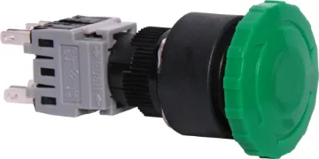 DPDT Round Green Momentary Pushbutton Switch Momentary action. IP65 rated.