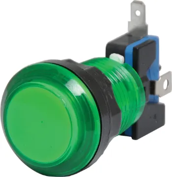 Green Arcade Style Momentary LED Illuminated Switch Ideal for use in retro gaming projects or anywhere a jumbo momentary switch may be required.