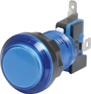 Blue Arcade Style Momentary LED Illuminated Switch Ideal for use in retro gaming projects or anywhere a jumbo momentary switch may be required.