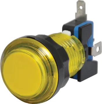 Yellow Arcade Style Momentary LED Illuminated Switch Ideal for use in retro gaming projects or anywhere a jumbo momentary switch may be required.