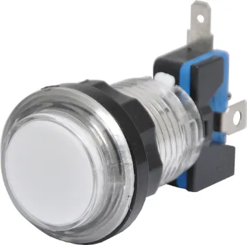 White Arcade Style Momentary LED Illuminated Switch Ideal for use in retro gaming projects or anywhere a jumbo momentary switch may be required.