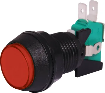 SPDT Momentary LED Red Panel Mount Pushbutton Switch Switch type: SPDT Contact rating:16A @ 250V AC
Contact resistance: <50mΩ  Insulation resistance: >100M&Ω
LED: 12V AC/DC  Dialectric strength: 1000V between poles
Electrical life: >30,000 cycles