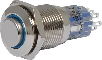 DPDT Momentary LED Blue Solder Tail Pushbutton Switch DPDT momentary LED blue solder tail push button switch.